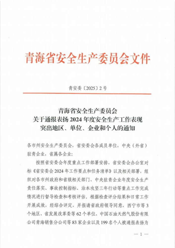喜報！2024年度安全生產(chǎn)工作表現(xiàn)突出企業(yè)和個人名單揭曉！